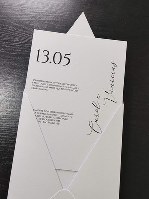 Convite de casamento minimalista branco