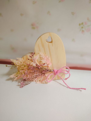 Coração mini buquê flores secas