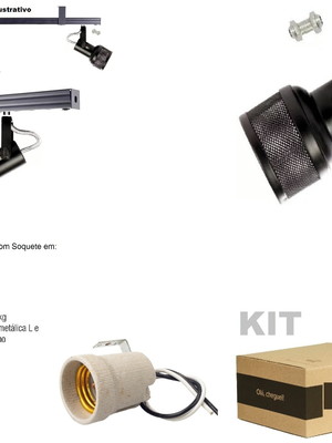 Kit 10 spot trilho perfilado eletro calha tela preto c1