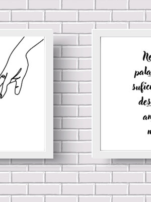 2 quadros decorativos mãos frase 2 peças 40x40 sala/ quarto