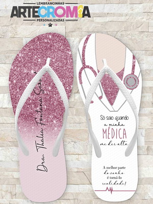 Chinelo personalizado formatura de medicina-efeito glitter