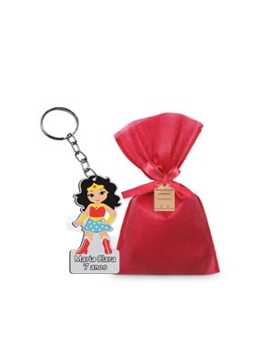 Chaveiro mulher maravilha com saquinho e tag