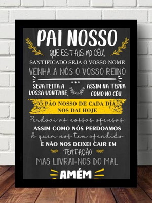 Quadro decorativo oração pai nosso frases religiosas
