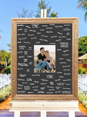 Quadro recepçao casamento personalizado foto e frase 48x58cm