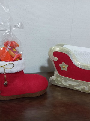 Kit bota e trenó de papai noel, em feltro