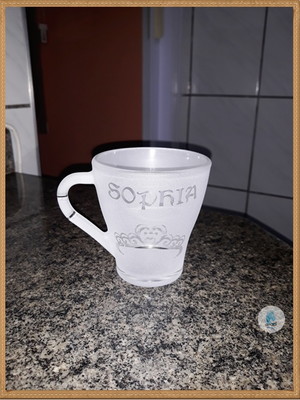 Xícara de vidro 120ml sem pires jateada