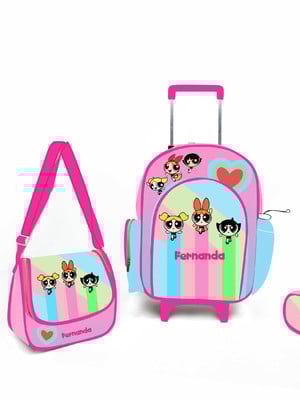 Kit mochila escolar personalizada meninas super poderosas