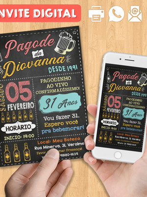 Convite digital aniversário festa pagode da diovanna