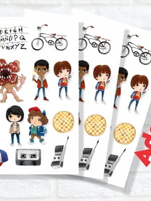 Cartela de adesivos stranger things