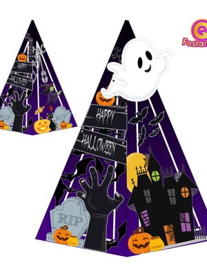 10 caixas cone halloween com aplique 3d