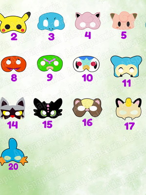 Mascaras de papel pokemon
