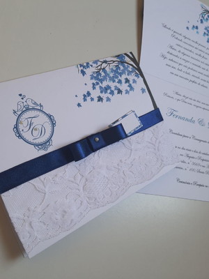 Convite para casamento com renda
