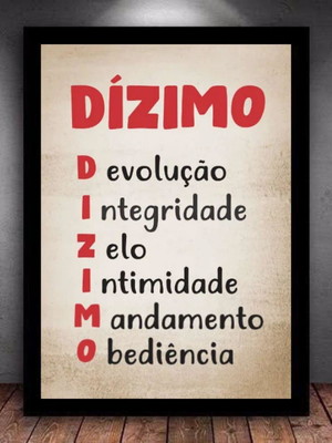 Quadro decorativo dízimo frases religiosas