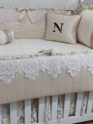 Kit berço luxo- acetinado/renda- noah (7peças)