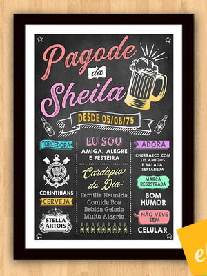 Chalkboard quadro poster c/ moldura pagode a3 30x42cm