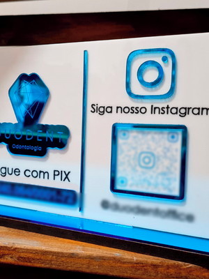 Placa pix qr code + rede social