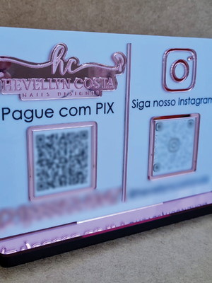 Placa pix qr code + rede social
