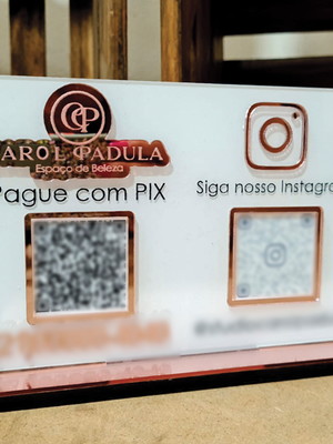 Placa pix qr code + rede social