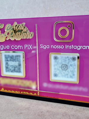 Placa pix qr code + rede social
