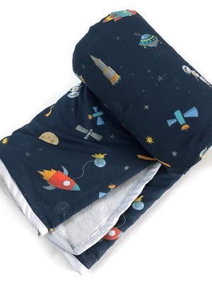 Manta dupla-face espaço azul - mini-cama