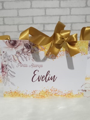 Sacola personalizada para casamento dourado e marrom