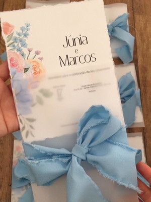 Convite de casamento azul serenity