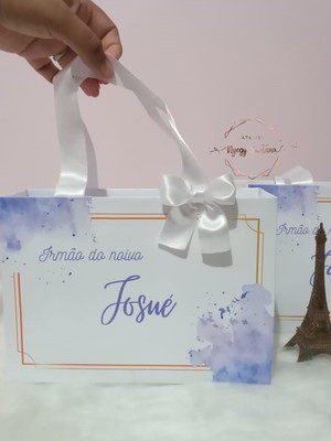 Sacolas para presente dos padrinhos violeta - lilás