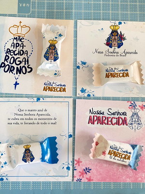 Card com balinha personalizada nossa senhora aparecida