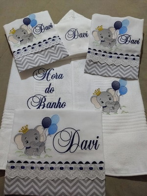 Kit fralda e toalha de banho personalizadas