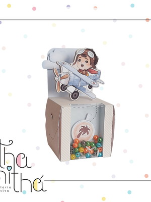Caixa cubo cenário - menina aviadora shaker