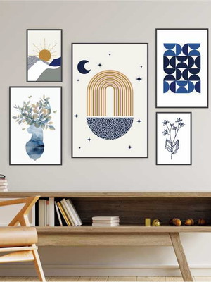 Quadro tela canvas composição composição boho iv com moldura
