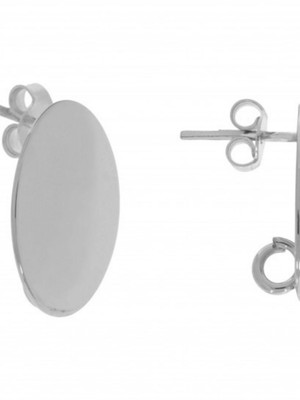 Brinco base oval 17mm prateado (acima de 12 pares)=