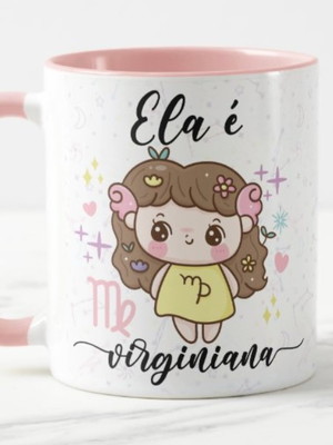 Caneca personalizada signo virgem virginiana int rosa