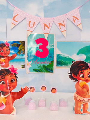 Kit festa em casa moana baby/ kit mêsvesario
