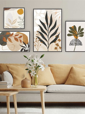 Quadro tela canvas composição folha terra com moldura