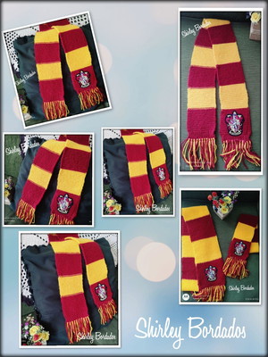Cachecol infantil em tricô harry potter grifinoria