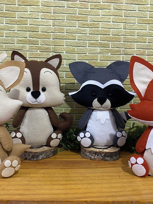 Kit 4 personagens bosque encantado de feltro