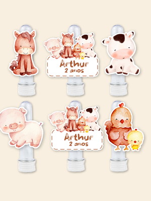 Aplique para mini tubete fazendinha aquarela