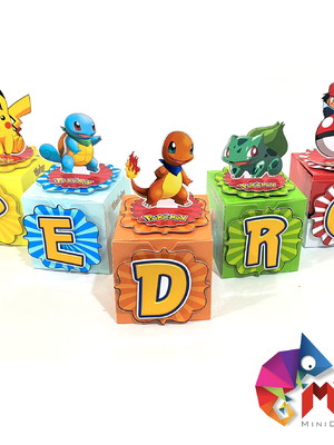 Caixa cubo com letra ou número pokémon