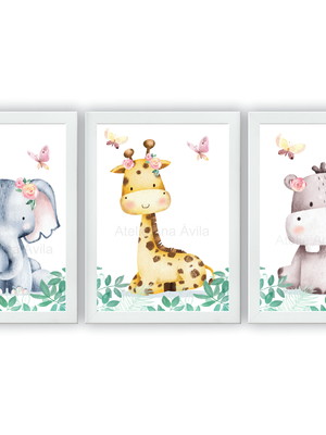 Quadros infantis quarto de menina safari bebê