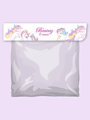 Lapela com saquinho unicornio