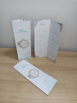 Menu em pé 21x7,5 cm