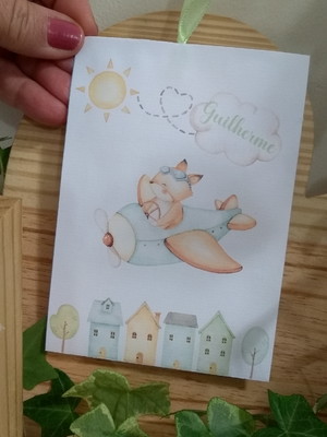 Envelope aromático lembrancinha maternidade raposa aviador