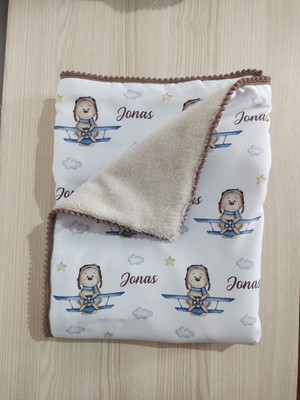 Manta bebê personalizada ursinho aviador