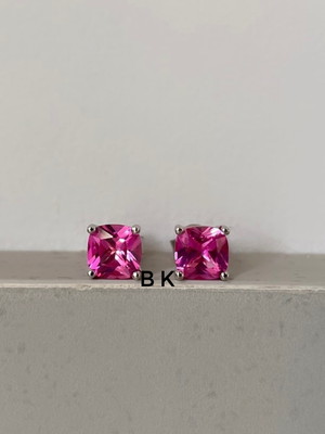 Brinco safira rosa 6mm joia