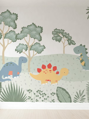 Papel de parede infantil dinossauro floresta bebê vr265