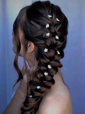 Grampos para cabelo prateados com flores