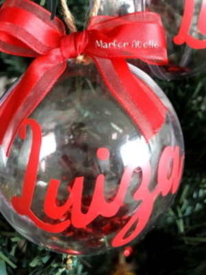 Bola de natal transparente personalizada com nome