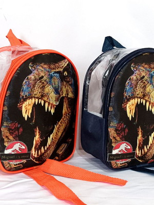 Mochila personalizada dinossauros plástico cristal