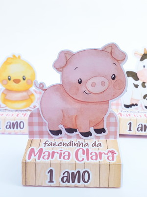 Porta bis duplo fazendinha rosa